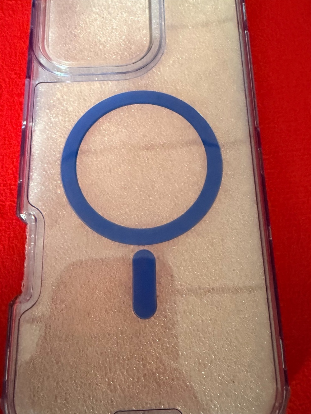 Clear Phone Case with Blue MagSafe Ring